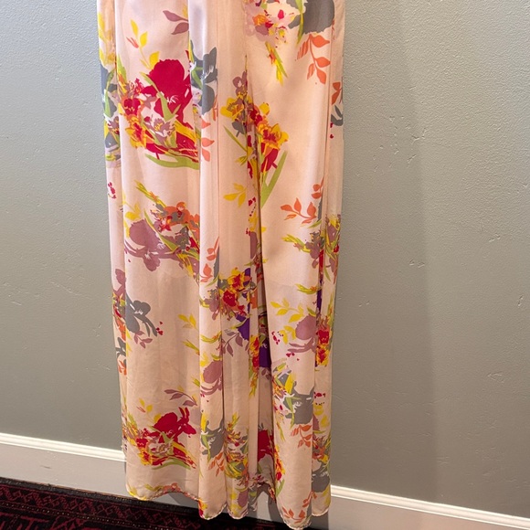 W118 by Walter Baker Blush Pink Abstract Floral Maxi Slip Full Length Flow Dress - Picture 13 of 16